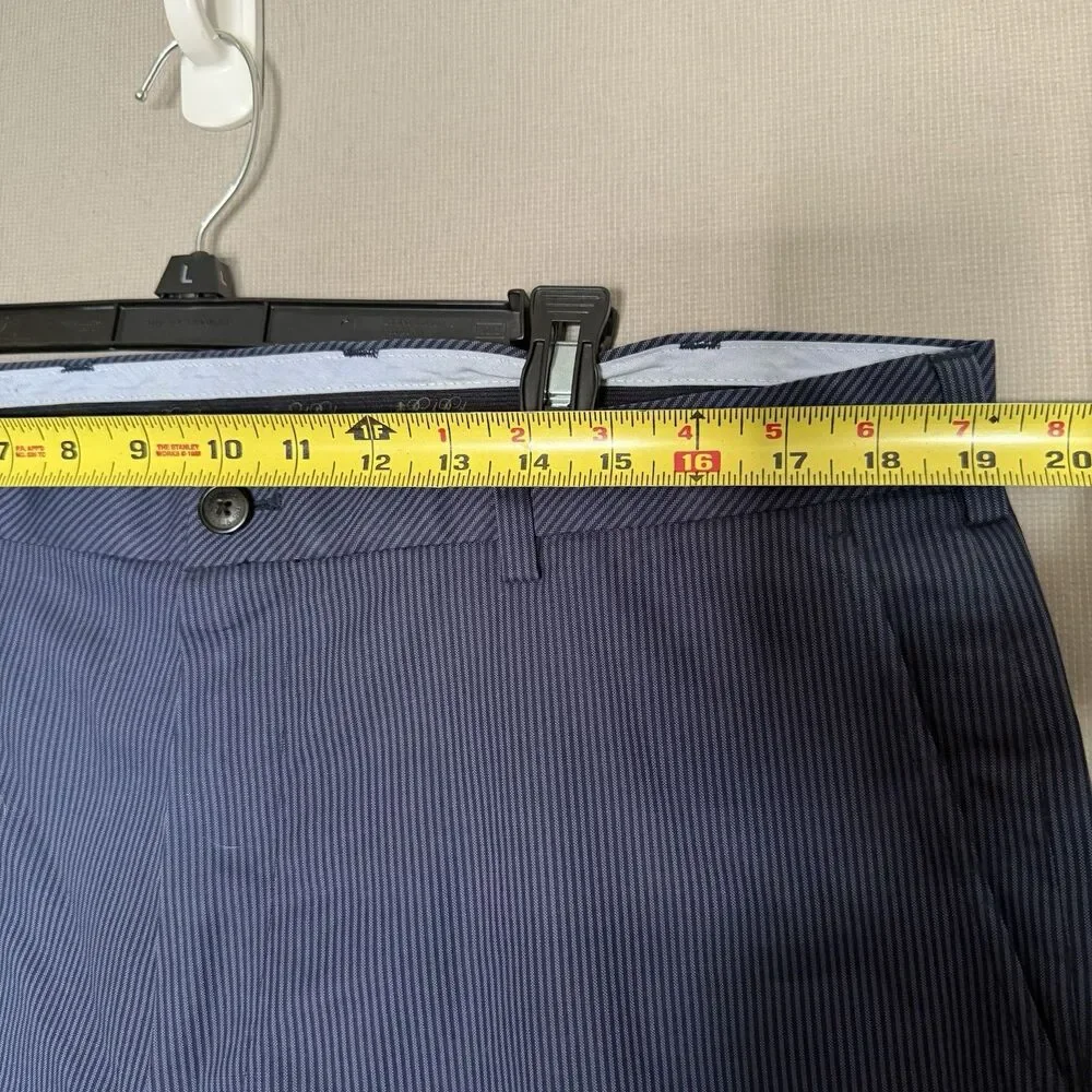 Brooks Brothers Clark Pants 38x34 Blue Striped Men’s Flat Front Dress Trousers